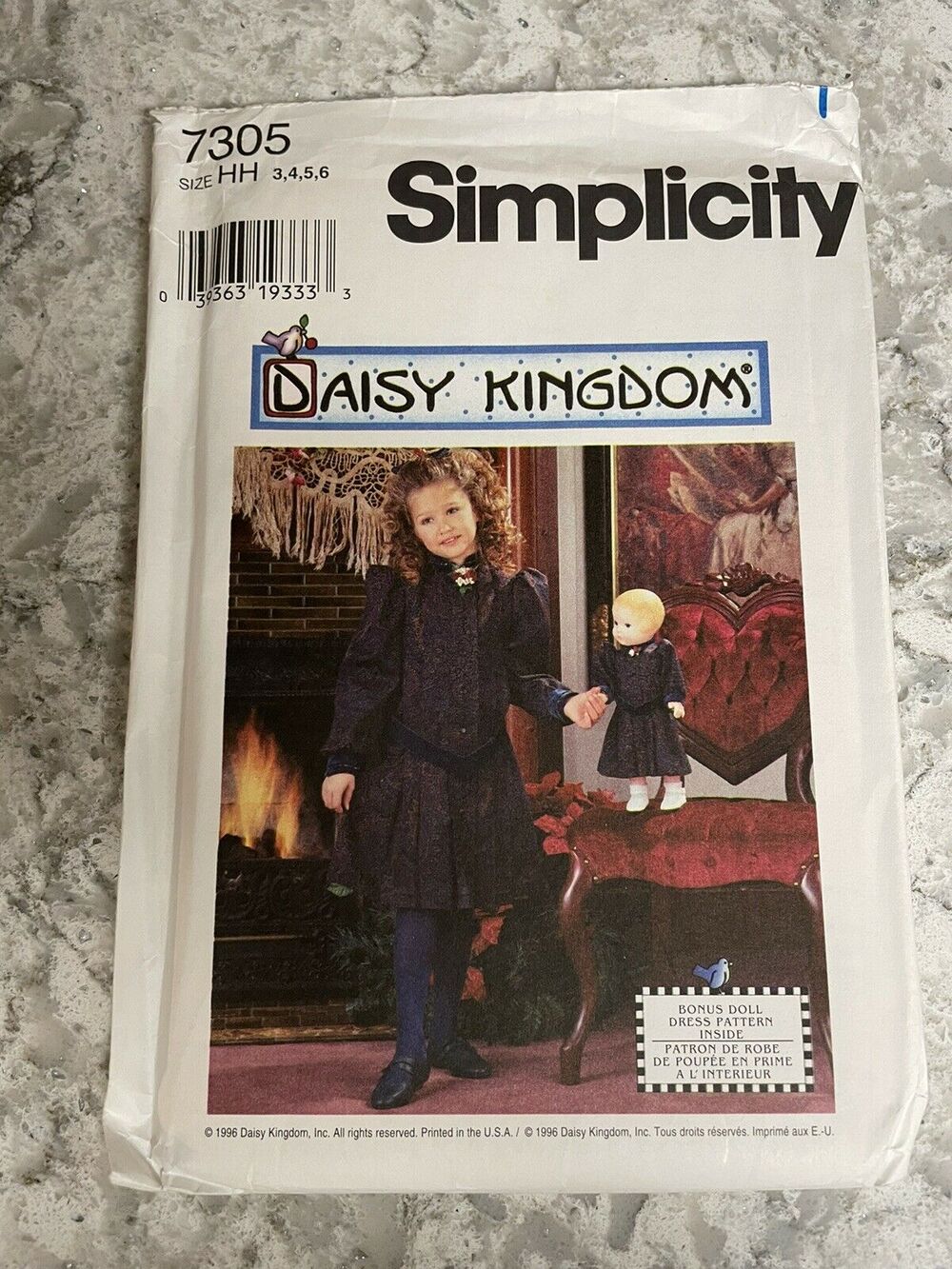 SIMPLICITY 7305 Daisy Kingdom 18" Doll & Girl Dress Pattern Size HH 3-6 Uncut